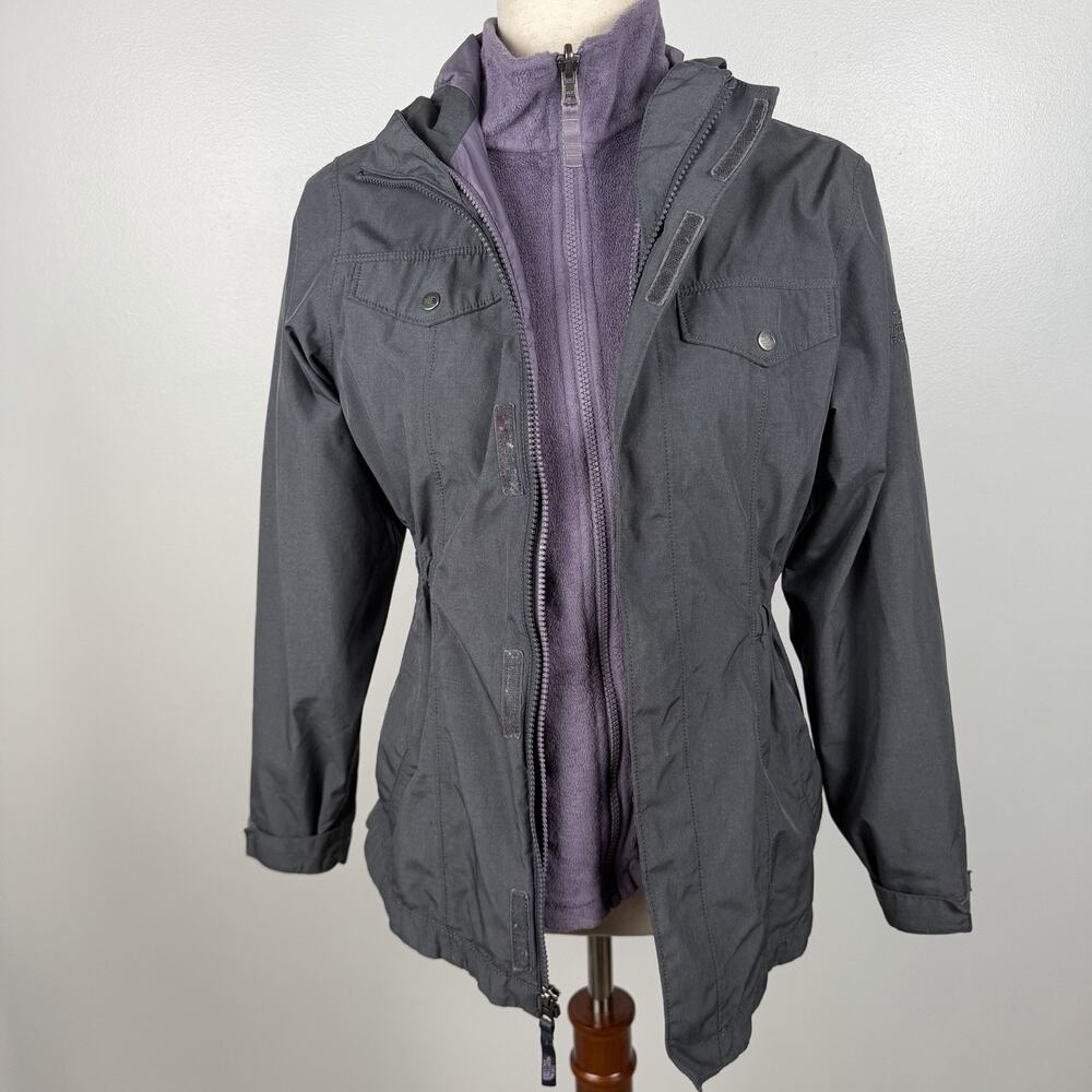 Girls North Face DryVent Purple Gray Hooded 3 In 1 Winter Fall Jacket L 14-16